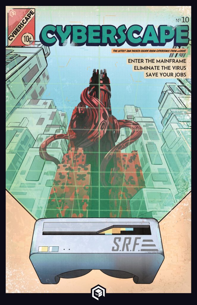Retro futuristisk computerspil, virus elimination tema.